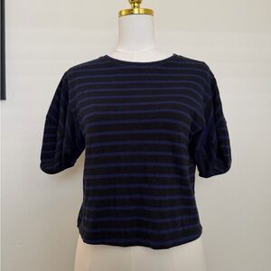 We The Free Black and Blue Striped Short Sleeve Top